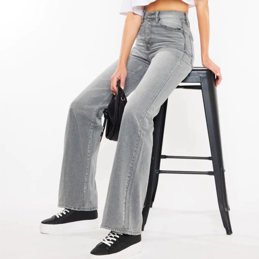 KanCan Gray High-Rise Flare Jeans